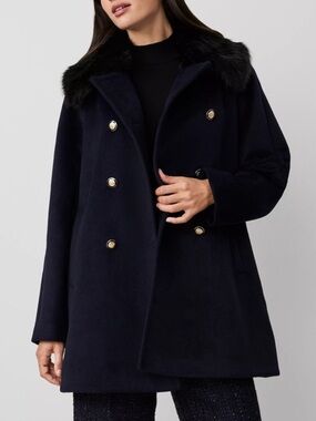 ann taylor shearling collar chesterfield coat